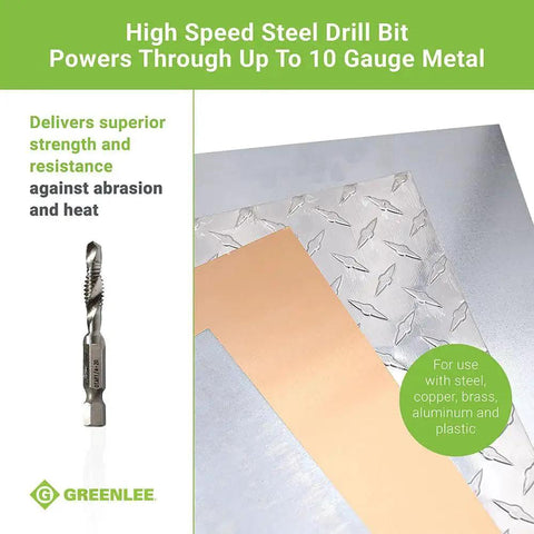 One Step Drill Tap Kit For Metal With Quick Change Adapter That Drills Taps Deburrs And Countersinks In One Pass From 6-32 To 1/4-20