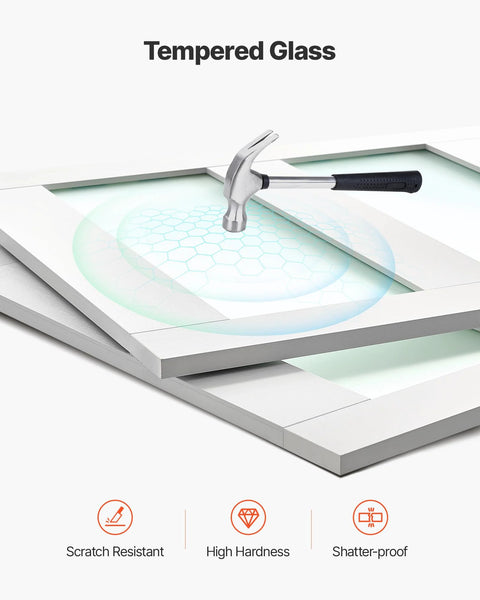 Tempered glass panel with hammer illustrating durability for Space Saving Sliding Closet Doors Kit For 60 Inch Opening.
