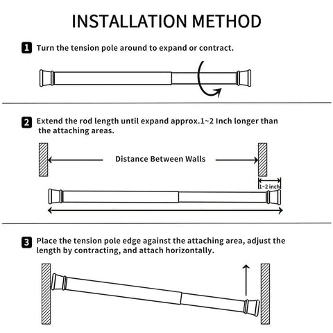 Installation diagram for Two Piece Adjustable Window Security Bar For Sliding Glass Doors And Windows showing installation steps.