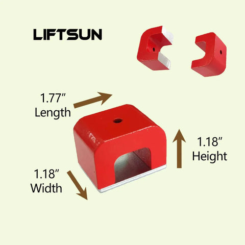 Heavy Duty Alnico 5 Horseshoe Magnet With Keeper, red U-shaped 1.77" length, 1.18" height, 1.18" width for education and DIY.