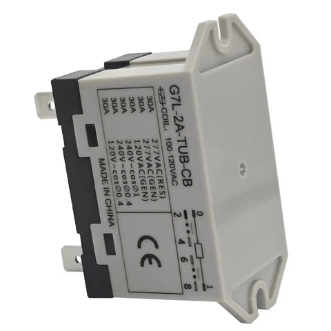 Beefy 100-120VAC Power Relay With 30A At 277VAC 6 Pin DPST Normally Open Contacts Class B Insulation Quick Connect Terminals Upper Bracket