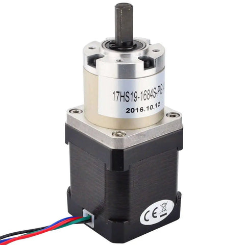 Boss Torque Planetary Gearbox for NEMA 17 Stepper Motor, 13.73 to 1 gear ratio, close-up view showing bipolar 4 wire design