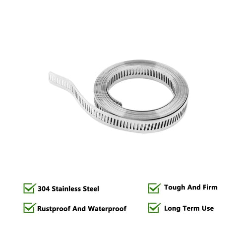 Heavy Duty Worm Gear Hose Clamps 304 Stainless Steel Adjustable Pipe Clamp Kit With Fasteners Long Metal Screw Pipe Strapping