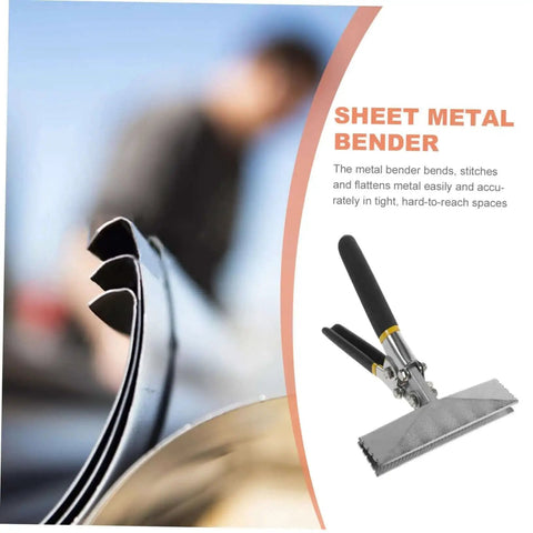 Manual Sheet Metal Bender Tool With Straight Jaw, 6 Inch Hand Seamer for DIY projects and roofing, shown bending metal