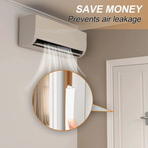 40 Foot Door Weather Stripping Seal for Kerf Front Exterior Doors, Easy Fit installation shown on door frame next to AC unit.