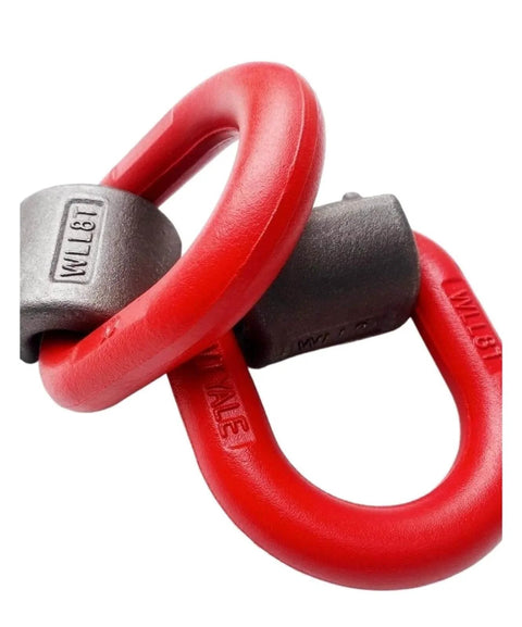 Heavy Duty G80 Alloy Steel D Ring Weldable Ring With Lateral Ring and Flip Anchor, 2 Ton, red, close-up view