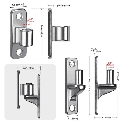 Heavy Duty 304 Stainless Steel Gate Hinges One Piece Non Welding Five Eighths Inch Wall Mount 2 Pack For Farm Gates And Wooden Fences Built To Last In Any Weather For Long Lasting Performance