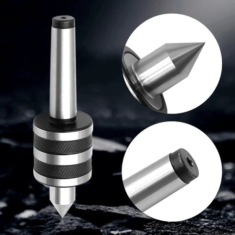 2MT Morse Taper Live Center 60 Degree with triple bearing, detailed views of hardened tool steel 63 HRC, max 5000 RPM, drawbar thread 12 28 NF