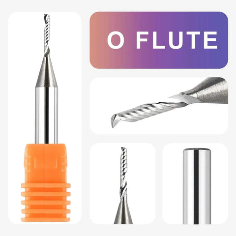 O Flute Spiral Upcut Router Bit With One Quarter Inch Shank And Sixteenth Inch Cutting Diameter Solid Carbide CNC Router Bit