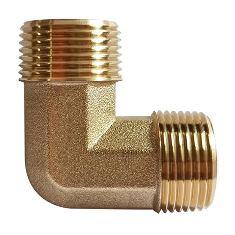 Brass 3/4 NPT Male To 3/4 NPT Male Elbow Pipe Fitting 2 Pack For Water Oil Gas Applications With Frosted Finish