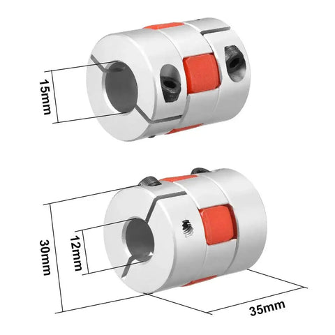 Beefed Up Flexible Shaft Coupling For Servo Motors 12mm To 15mm Bore L35xD30 High Torque Transmission Joint image showing dimensions.