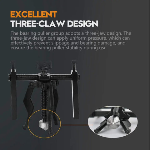 Three Jaw Inner Pilot Bearing Puller Beefy Heavy Duty Auto Bushing Carbon Steel Gear Extractor with three-claw design