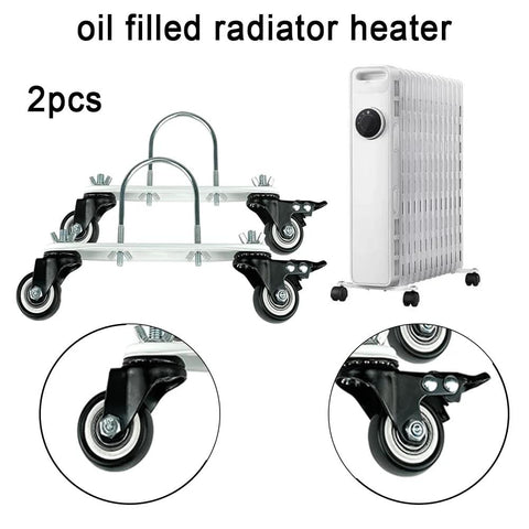 Cotonlake two-piece carbon steel mobile pulley holder with 360° swivel wheels and brakes for oil-filled radiators
