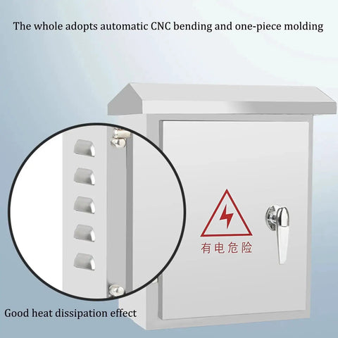 Stainless Steel Weatherproof Wall Mounted Electrical Enclosure Box With Durable Cover And Mounting Plate shown with heat dissipation feature