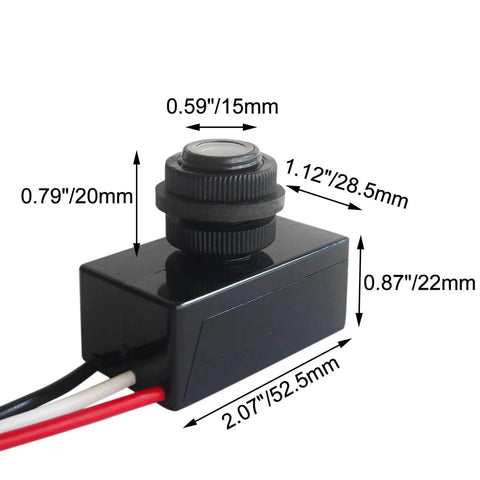Outdoor Dusk To Dawn Photoelectric Switch 120V To 277VAC 5 Amp No Fuss Hardwired Photocell Sensor dimensions shown