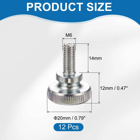 Knurled Thumb Screws M6 x 14mm 12 Pack With Shoulder Grip Bolts, Knurled Head Hardware For TV Monitor Mounts, product dimensions