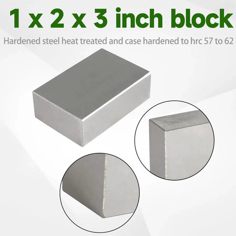 1 By 2 By 3 Inch Parallel Block Set No Holes Matched Pair Hardened Steel Case Hardened To HRc 57 To 62 With 0.0001 Inch Accuracy