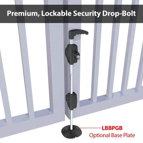 Lockable Security Drop Bolt For Wood And Vinyl Gates 24 Inch Length prevents dropping and dragging with retention grooves image
