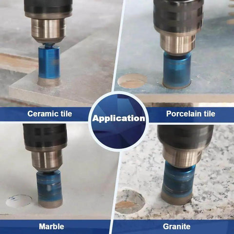Close-up of 25mm Diamond Core Drill Bit Set Two Pack With 1 Inch Hex Shanks For Dry Drilling Porcelain Ceramic Stone Granite Marble Tiles, Diamond Grit 50 60, Quick Fit 6.5mm Shank
