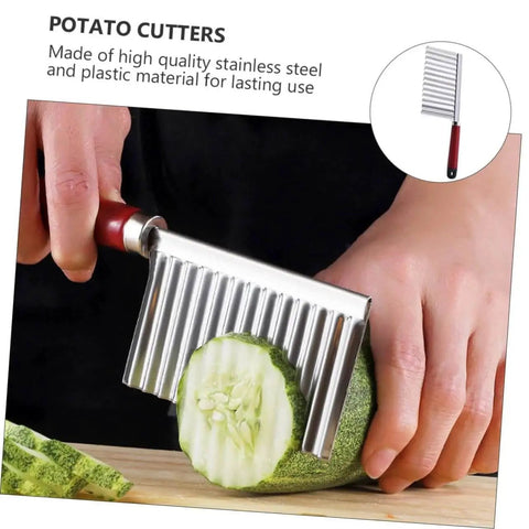 2 Pack Wavy Potato Cutter Set Showeroro With Ergonomic Handles slicing cucumber, stainless steel blade