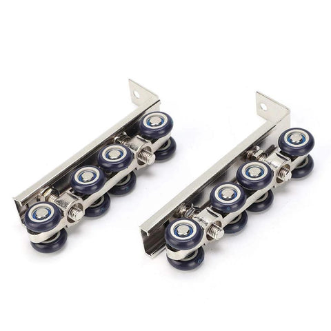8 Wheel Door Track Pulley Kit For Sliding Barn Doors, Silent Rolling Floor Track System with steel wheels, side view