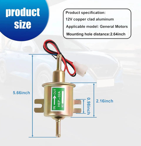 12V Low Pressure Electric Fuel Pump Replacement For Cars And Motorcycles Plunger Type Oil Pump Universal Fit Gold Aluminum Body