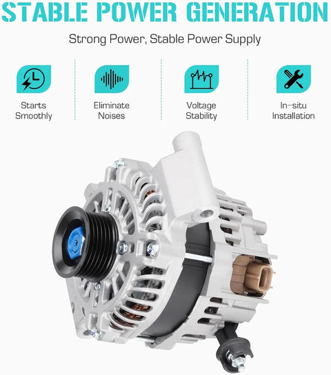 Front view of alternator for Alternator Swap For Escape 2.5L 2009-2012, Focus 2.0L 2008-2011, Fusion 2.5L 2010, Transit Connect 2.0L 2010-2013