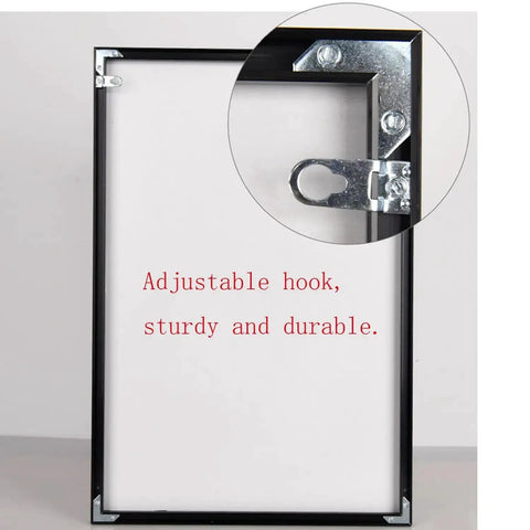 Open Type Frame Channel Picture Frame Hangers Kit close-up of adjustable hook and sturdy aluminum D-ring back panel