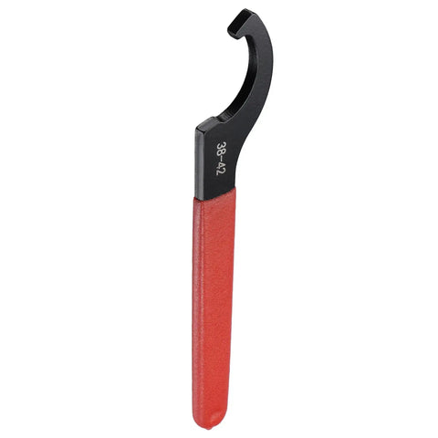 Pro Grade C Hook Spanner Wrench Collet Chuck Set For 38-42mm Round Nuts, 170mm Length, Carbon Steel, Red Non Slip Handles