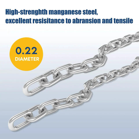 Close-up of a G80 chain used in Oil Barrel Drum Lifter With G80 Chain 2000lb 1T For 55 Gallon Drums, showcasing 0.22 diameter links.