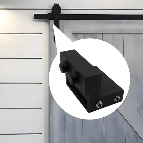 Two Pack Barn Door Stopper Set For Top Track And Roller Doors Heavy Duty Aluminum Alloy Construction With Black Powder Coat and Rubber Cladding