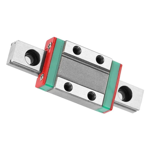 Miniature Linear Rail 9mm Width With 55mm Slide Block, 4 Point Load Bearing Design, visible on white background