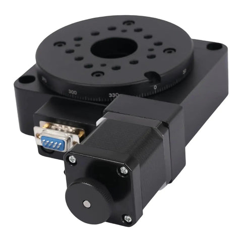Motorized 360 Degree Electric Rotating Platform Turntable for Industrial Automation, beefy 3.94 inch diameter, black aluminum alloy
