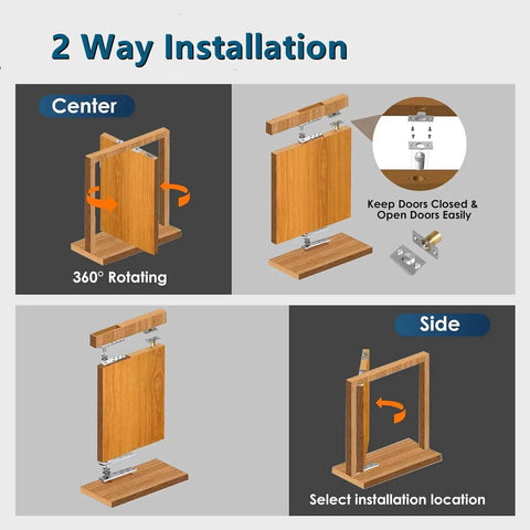 Heavy Duty Door Pivot Hinge For Wood Doors And Bookcases Hidden Invisible Pivot Hinge With 360 Degree Rotation Stainless Steel Rustproof