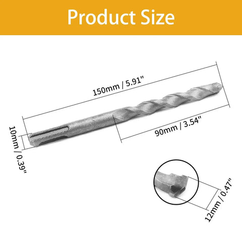 2 Pack 12Mm Masonry Drill Bit Set With 150Mm Length SDS Carbide Tipped Rotary Hammer Bits for concrete brick cement stone