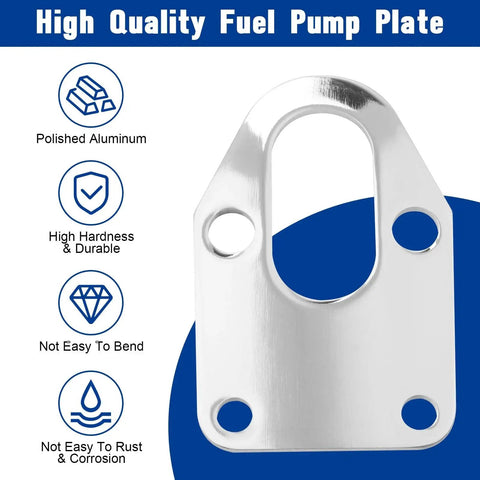 Fuel Pump Mounting Plate With Chrome Bolts For Chevy Small Block Engines 265 283 305 307 327 350 400 Fits Mechanical Fuel Pumps With Gasket For Tight Seal And Easy Mount polished aluminum