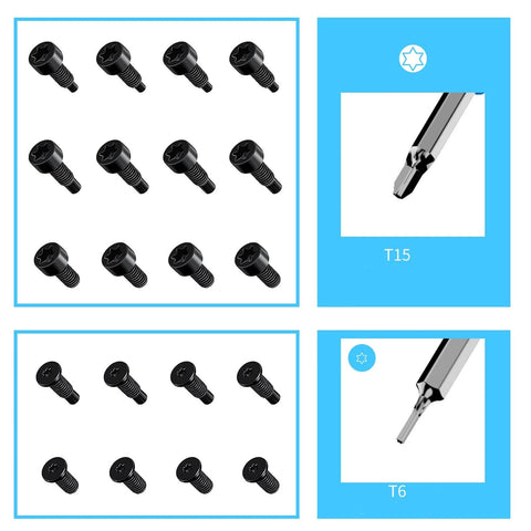 DIY Video Doorbell Screwdriver Kit With Blue Double Ended T6 T15 Bits And 20 Security Screws Replacement Tool For Battery Swaps And Wi Fi Setup Of Doorbell Cameras Great For Quick Home Electronics Repairs, showing 20 black screws and T6/T15 bits.