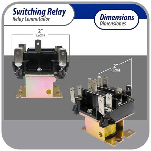 Dimensions of 24 VAC DPDT General Purpose Switching Relay For HVAC Systems And Electrical Installations, Controls Fan Motor In Air Handler, Two Terminal Sets 1 2 3 And 4 5 6, Replaces APSR 340