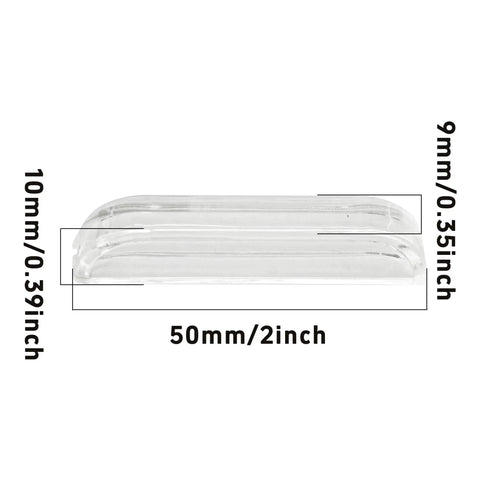 Side view of 50mm x 10mm mini 12 Pack Transparent Acrylic Drawer Pulls 2 Inch Mini Clear Glass Look Cabinet Handles for cupboards.
