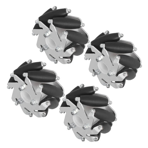 60mm Omni Directional Aluminum Alloy Wheel Set For RC Robots And DIY Projects Featuring Eight Rubber Rollers Per Wheel And A 10kg Load Capacity Perfect For Small Robots And Hobbyist Builds Four Piece Set