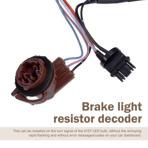 2-piece automotive brake light resistor decoder harness set for 3157/4157/T20 LED bulbs, 50W 6 ohm, multicolored wires