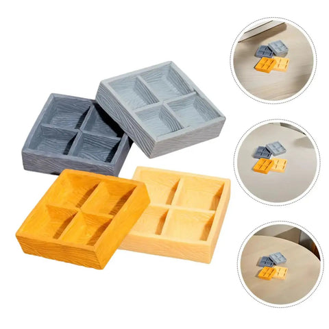 Four Grid Dollhouse Storage Box Resin Organizer for Candy, Nuts, and Sweet Tiny Treats in assorted colors.