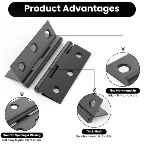 ZIUZI door hinge set, 16 black stainless steel hinges with 96 screws.