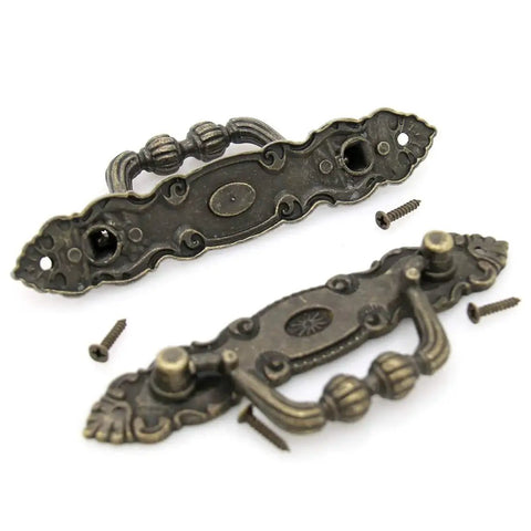 Six Pack Vintage Antique Brass Bail Pulls For Drawers Cabinets Dressers Cupboards Set Featuring 4.1 Inch Length And 1.5 Inch Height