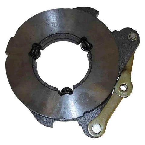 Brake actuator for Massey Ferguson tractor; circular steel housing with mounting bracket.