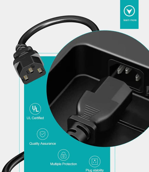 Ender CR Sermoon Series 3D Printer Power Cord 18AWG 3 Prong AC Cable plugged into port, showing UL certification symbols.