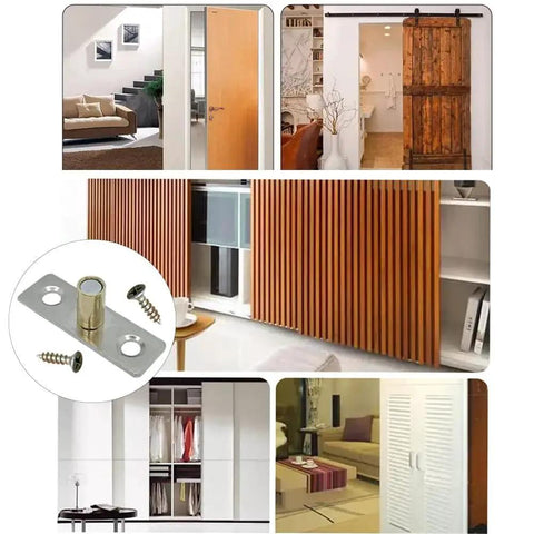4 Piece Roller Guide Set For Sliding Barn Doors In Stainless Steel Floor Guides For Track Hardware installed on interior doors