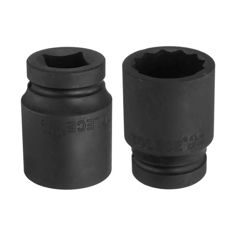 Two Beefy 41mm 12-Point Impact Socket With 1 Inch Drive, CR-MO Steel, 80mm Long, Radiused Corners, Black Phosphate Finish