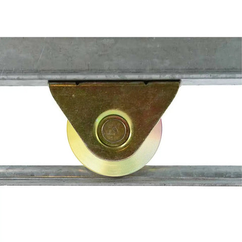 Beefy 4 Inch V Groove Gate Wheel Set For Sliding Doors With Solid V Track, Double Bearings And 3000 Lbs Capacity, Fits Inverted V Tracks