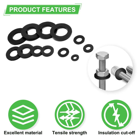 650 Piece Nylon Flat Washer Set Black Plastic Washers Assortment For Screws And Bolts 7 Sizes M3 To M12 DIY Friendly